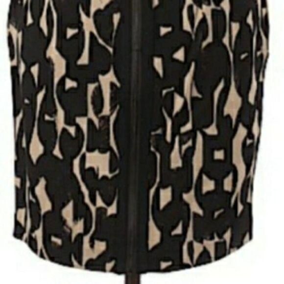 Ann Taylor Straight Stretch Edgy Abstract Exposed Back Zipper Skirt Black Sz 8P - Picture 8 of 10